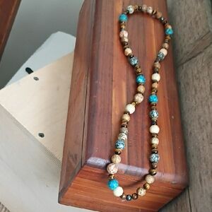 Elegant Beaded Necklace with Turquoise and Earth Tones